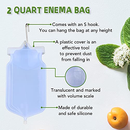 TopQuaFocus Enema Bag Kit Include Hose Cleaning Brusher Enema for at Home Coffee & Water Colon Cleansing 2 Quart 6 Tips Enema Kit