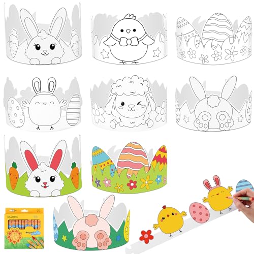 ReliThick 30 Sets Easter Crown Craft for Kids Color Your Own East...
