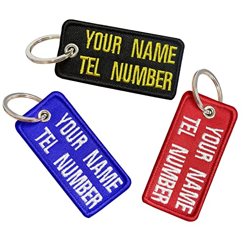 Porte-clés personnalisé, étiquette de numéro de nom personnalisé, accessoires de porte-clés personnalisés, porte-clés brodé pour moto, voiture, VTT Cover
