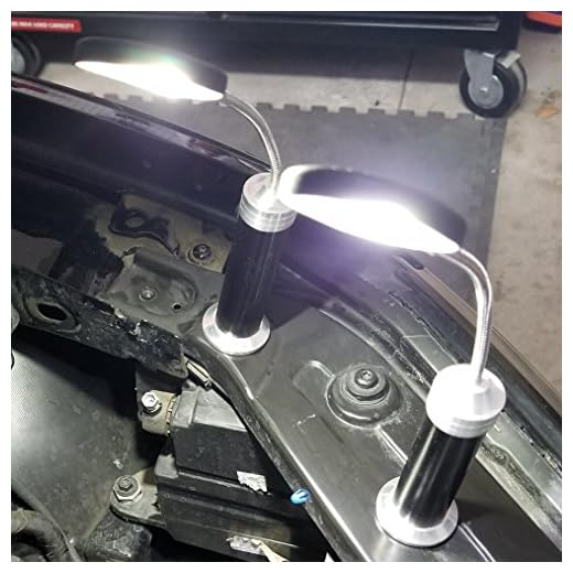 BRIGHT EYES - Magnetic Automotive LED COB (New Tech.) Light Set for Auto Service - 6 Alkaline AAA Batteries Included. Works on most Hoods and metals. Can be used for other Home Activities.. (Black)