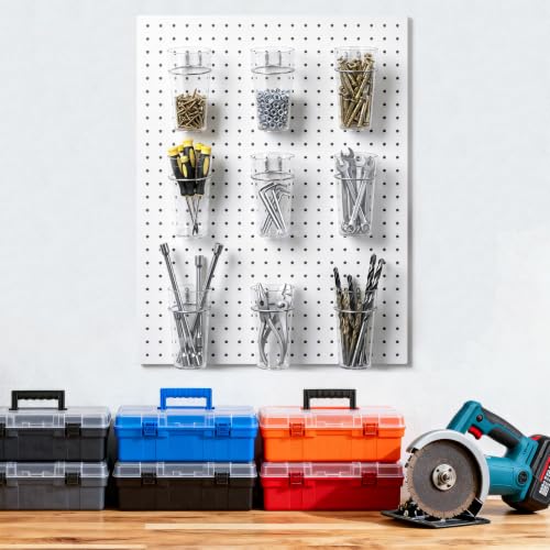 Image of Pegboard Cups With Loops, 9 Pack Clear Peg Board Pencil Holder Organizer