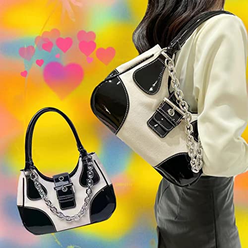 XPONNI Y2k Purse with Chain, PU Goth Purse, Y2k Accessories, Small Shoulder Bags for Women Crossbody2