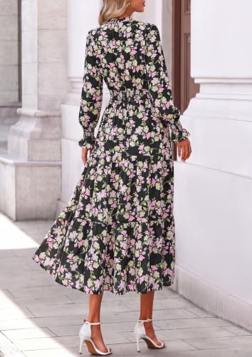 PRETTYGARDEN Women's Floral Maxi Dress Fall A Line Wedding Guest Dresses - image 4