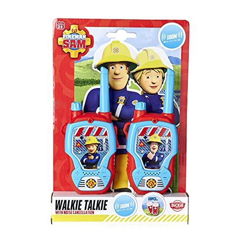 Dickie Toys Feuerwehrmann Sam Walkie Talkies für Kinder ab 4 Jahren - 2 Funkgeräte, 100m Reichweite, kindgerechte Lautstärke, Robustes Gehäuse - Rote Walkie Talkie Kinder Spielzeug - 203092005
