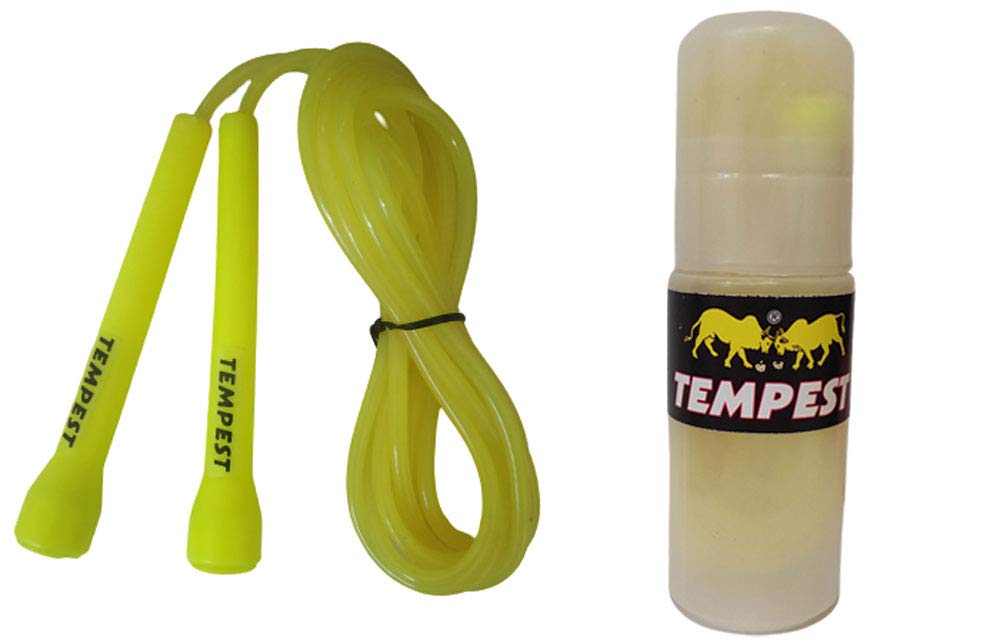 TEMPEST Yellow Home Exercise Skipping Rope/Jump Rope Fitness Workout Weight Loss Training Men & Women Speed Skipping Rope with Bottle Packing