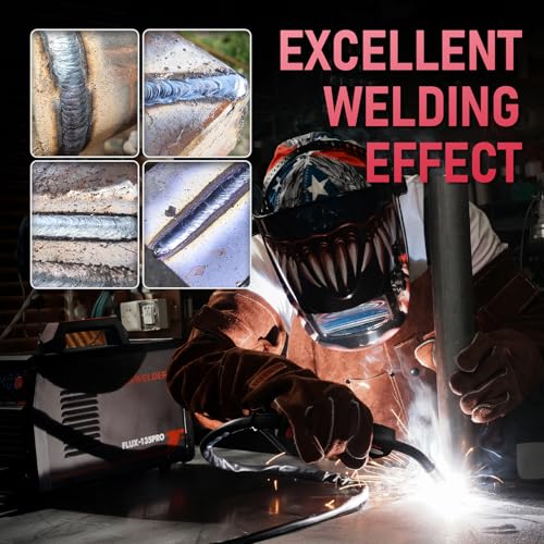 Image of YESWELDER 135Amp Flux Core MIG Welder FLUX-135PRO,110V Flux Core MIG /Lift TIG /Stick 3-in-1 Digital Display Welding Machine & LYG-L600A Auto Darkening Blue Light Blocking Welding Helmet
