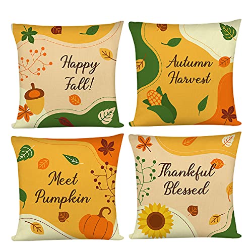Joyshare Kissenbezug 45,7 x 45,7 cm, Herbstdekorationen, Baumwolle, Kürbis Kastanie, Kissenbezug für Bauernhaus, Sofa, Couch, Heimdekoration Cover