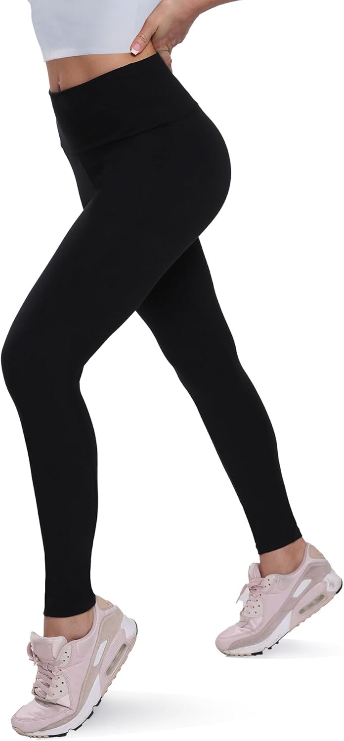 QGGQDD Fleece Lined Leggings Women - Soft Tummy Control High Waisted Winter Thermal Warm Yoga Pants for Workout Hiking Black Small-Medium
