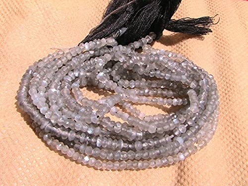 Rondelle en pierre de lune grise naturelle 3.5mm pour réparer ou enfiler des colliers