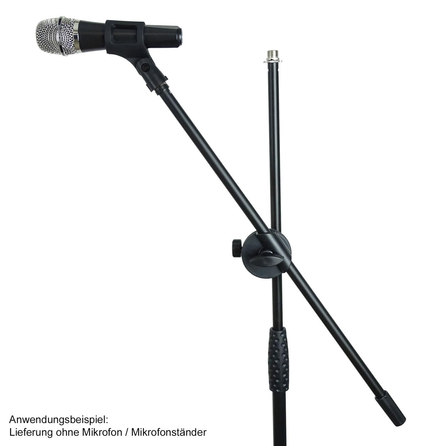 keepdrum MS106 BK Mikrofonständer mit Galgen + MSA067 Mikrofonarm zum Anbringen von Mikrofon/Tablet/Handy-Halterungen