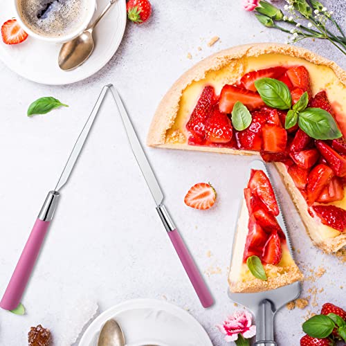 2 Pieces Cake Slicer Cutter Multi Function Stainless Steel Cake Spatula Stainless Steel Cake Server Set For Cakes Pie Desserts Pizza (Pink Purple) #TOP4