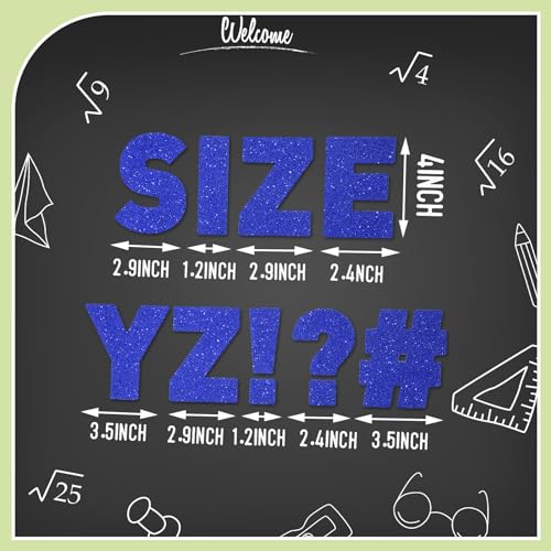 Image of Harloon 232 Pcs Large Glitter Letter Stickers 24 Sheets Classroom Bulletin Boards Decorations Big Font Alphabet Letter Self Adhesive Letters Stickers Back to School Decor DIY Craft(Blue,4 Inch)