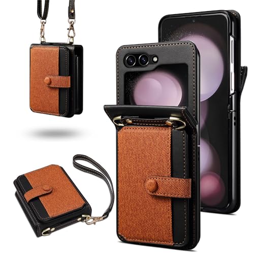 Coque Samsung Galaxy Z Flip 5 avec support étui portefeuille cuir