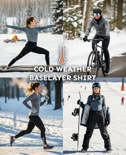 Womens Ultra Soft Midweight Baselayer Top | All Season Thermal Scoop Neck Long Sleeve Shirt | Multi Packs4