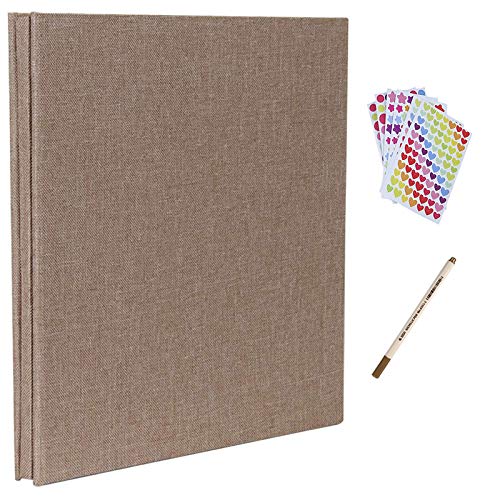 RECUTMS Self Adhesive Photo Album Magnetic Scrapbook Album 40 Pages Hardcover Length 11 x Width 10.6 (inches) with Photo Album Storage Box DIY Accessories Kit (Yellow)