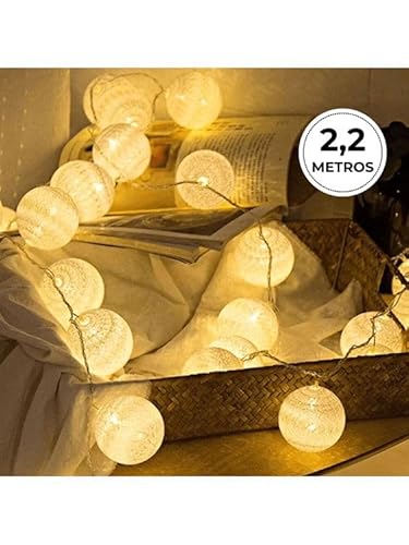 Varal de Luzes LED Pisca-Pisca com 10 Bolas Decorativas, Decoração para Casa, Jardim e Festas, Cor B