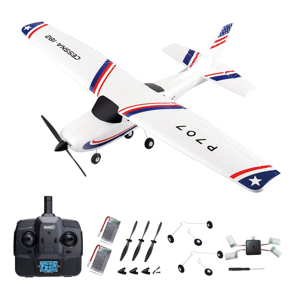 P707 Avión RC de 3 Canales para Adultos, 3D6G, ala Fija, RTF Avion Teledirigido con 2 Baterías, Motor 720,Juguetes para Principiantes al Aire Libre (2BSL)