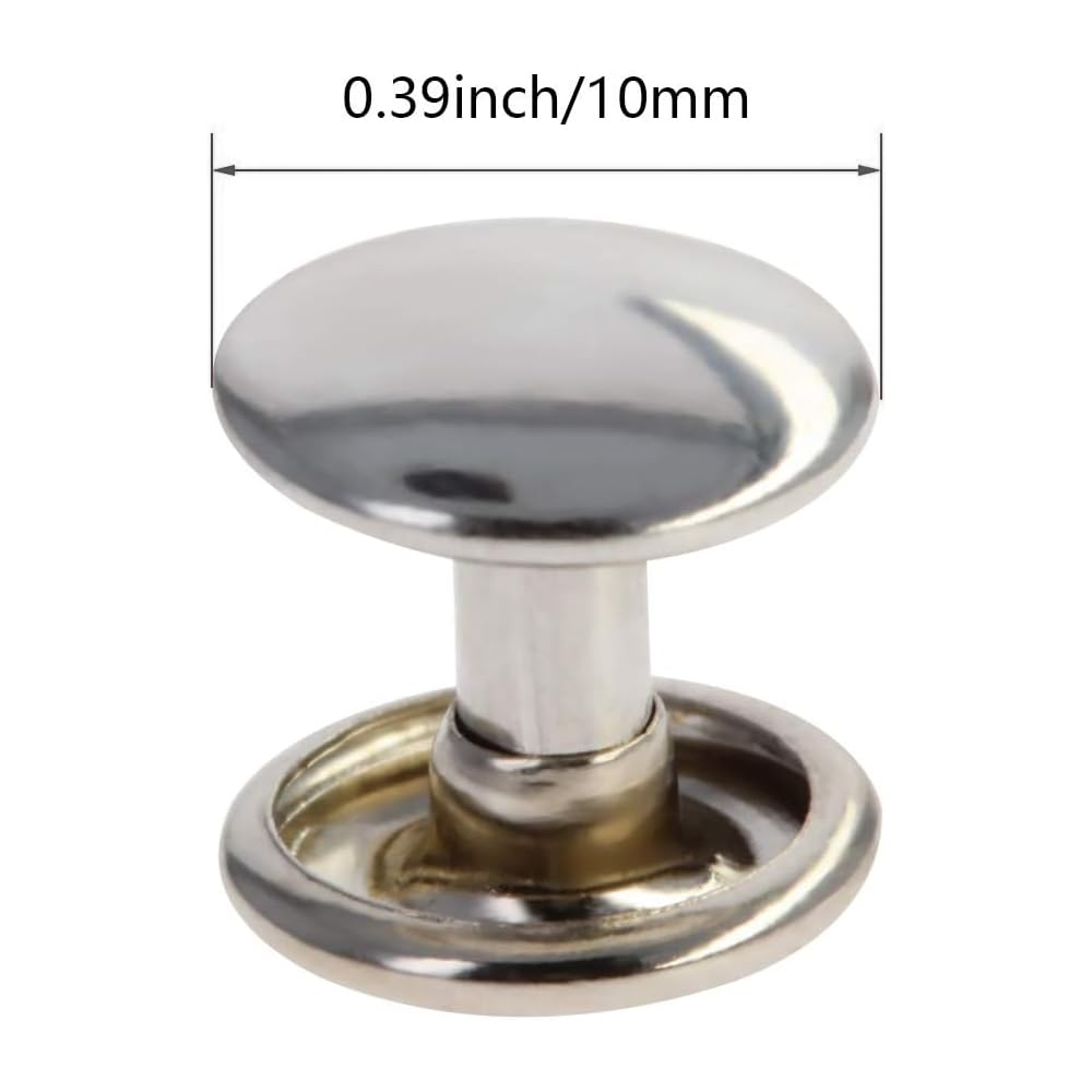Utoolmart 20 Sets Double Cap Rivets Round Head Rivet Fasteners for Leather Craft Decorations 10mm