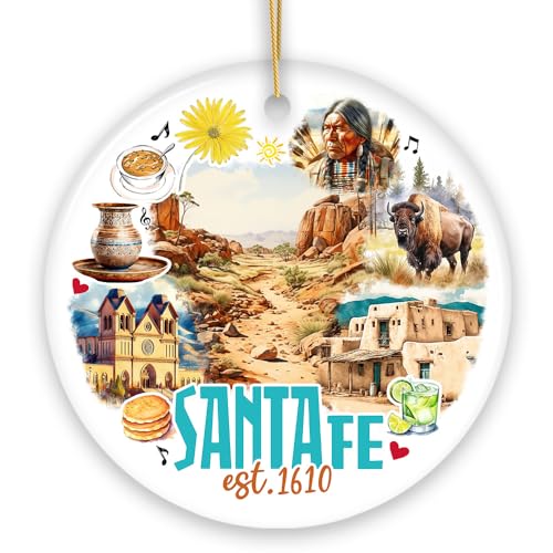 Vintage Santa Fe Ceramic Christmas Ornament, New Mexico Souvenir