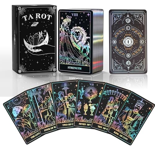 WJPC Silver Foil Edge Tarot Cards with Guide Book Set&Gift Box for Beginner& Expert. Original Design Tarot Cards Decks