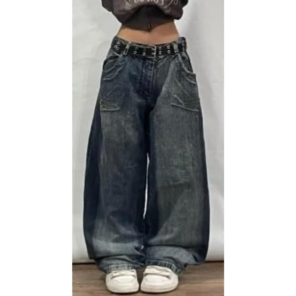 OATSBAS Y2K Hip-Hop-Jeans, Unisex, Gothic, lässig, locker, Oversize, Streetwear, Bedruckt, Buchstaben, Grafiken, Retro