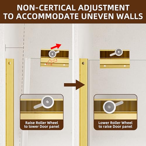 Image of Royal Guard Double Sliding Shower Door,44-48 inch W x 70 inch H,Brush Gold