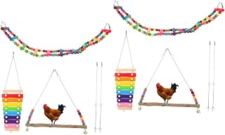 POPETPOP 2 Conjuntos De Forragem De Papagaio Conjunto De Brinquedos De Madeira Acessórios De Pássaros Brinquedos De Frango Para Galinheiro De Madeira Xilofone Pato Galinheiro Liga