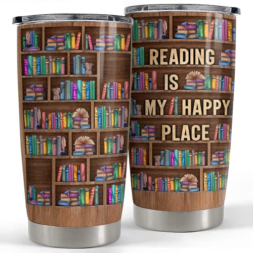 SANDJEST Book Lovers Tumbler Bookshelf 20oz Tumbler con coperchio Regalo per Bibliotecario Librarian Book Amante Donne Lettori Bookworm Natale Vacanze Compleanno