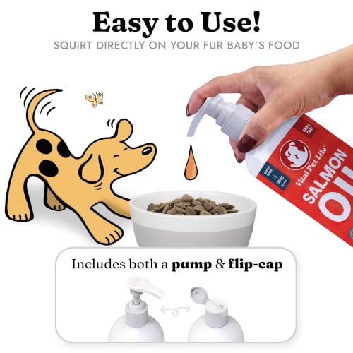 Salmon Oil for Dogs & Cats - Healthy Skin & Coat, Soft Shiny Glossy Coat, Fish Oil Omega 3 EPA DHA, Immune System & Heart Function Support, Normal Shedding, Liquid Supplement for Pets, 16 oz | Soft Shiny Glossy Coat, EPA DHA, Immune System & Heart Function Support, Normal Shedding, Supplement for Pets