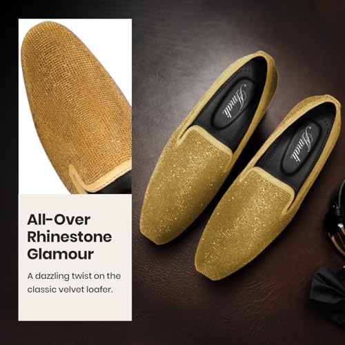 Image of Amali Men's Embellished Velvet Tuxedo Loafers, Smoking Slippers | Velvet slip-on smoking slippers with embellished upper for tuxedos, weddings and formal occasions