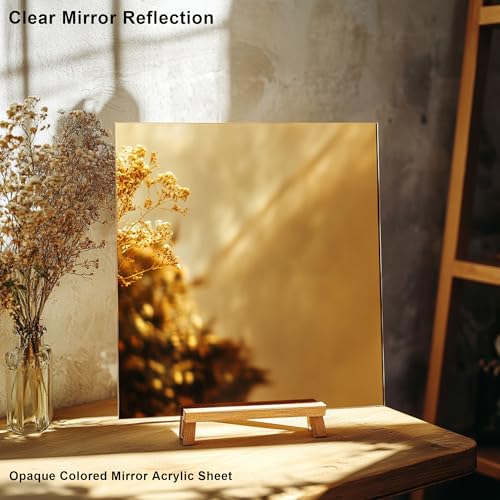 Image of 12x16 Inches Gold Mirror Acrylic Sheet - 2 Pcs Reflective Acrylic Panel for DIY Crafts, Home Decor & More (30x40 cm)