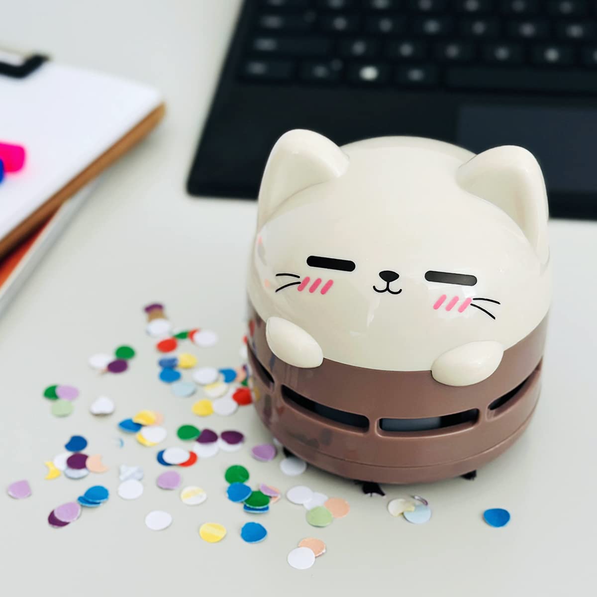 allydrew Mini aspirapolvere portatile USB da tavolo, gatto moka