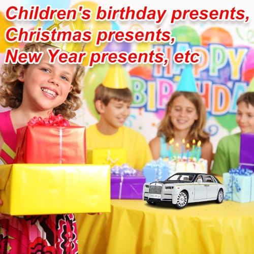 Image of 1 /24 Rolls-Royce Phantom Model Car,Zinc Alloy Pull Back Toy car with Sound and Light for Kids Boy Girl Gift. (White)