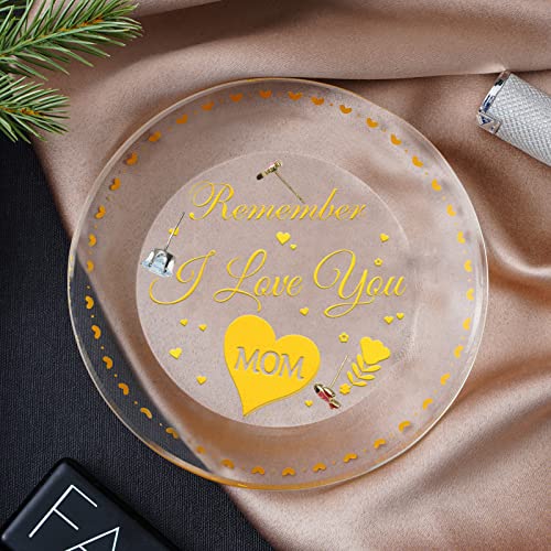 ERWEI Muttergeschenk zum Geburtstag, Weihnachten, rundes Kristall-Schmucktablett mit Aufschrift "Remember I Love You", Ringschalenhalter, Geschenke für Mutter von Tochter, Ohrringe, Halsketten Cover