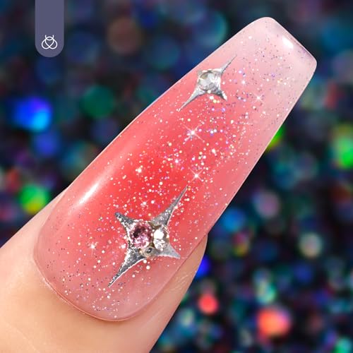 Image of Beetles Glitter Gel Top Coat 10ml Iridescent Silver Gel Polish