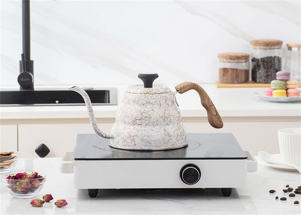 500ml Pour Over Coffee Kettle Line Pattern Wood Handle Narrow Gooseneck Hand Drip Maker Pouring Pitcher