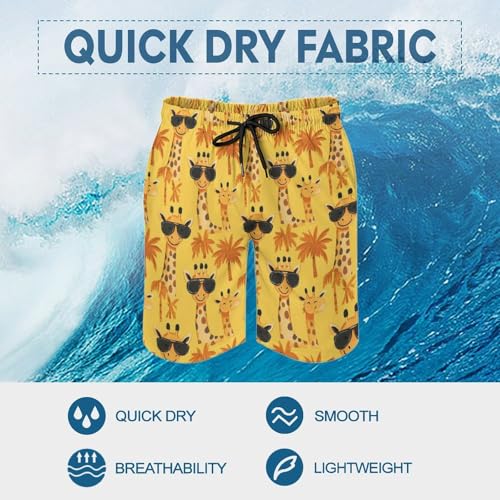 Hawaiian Shorts for Men - Cute Glasses Giraffe Print Quick Dry Mens Swim Trunks Bathing Suits with Mesh Lining3