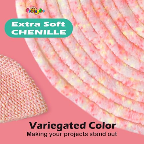 Image of Super Soft Velvet Chenille Yarn for Crocheting and Knitting-Easy to Crochet-Bulky, 3.5oz /93yds of Each Skein-Chunky Plush Yarn for Hand Craft Blanket Ammigurumi DIY (Pink Sherbet, 6 Pack)