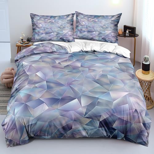 Housse de couette géométrique double avec dégradé bleu-violet abstrait - 2