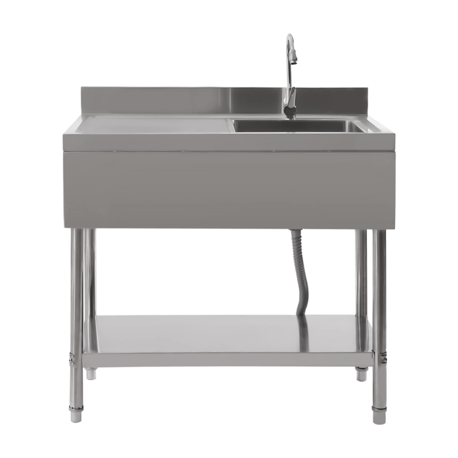 1 lavello professionale in acciaio inox, con cestello filtro e rubinetto, 100 x 60 x 80 cm, multifunzione a destra deluxe, per cucina, lavanderia, garage