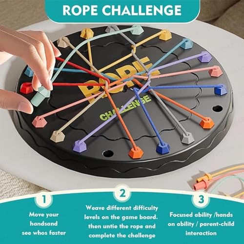 Image of Rope Challenge Logic Puzzle Game - Brain Teaser Rope Untangling Puzzle Game for Kids & Adults | Strategy Mind Game for Family Indoor & Travel Games | Educational Brain Game Age 7+