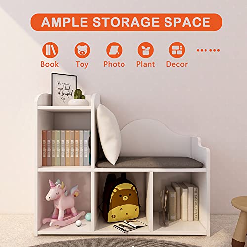 Ragozonery Kids Bookcase, Bookshelf For Kids, Kids Bookshelves, White Kids Bookshelf, Reading Nook With Cushion #TOP2