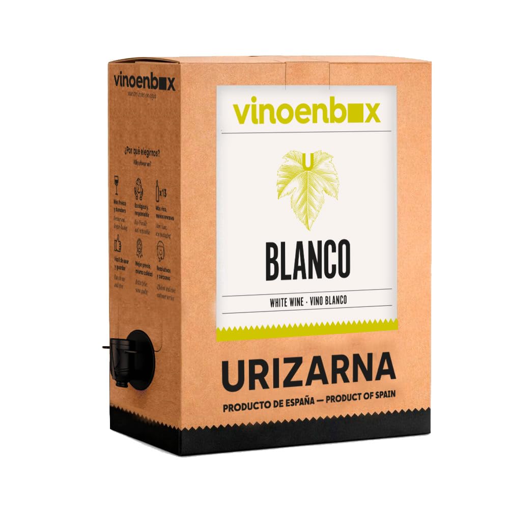 Vino blanco seco Bag-in-Box 15 Litros | Recomendado para el consumidor habitual de vinos blancos | Caja de vino con grifo práctica y sostenible | Calidad garantizada por enóloga de Rioja