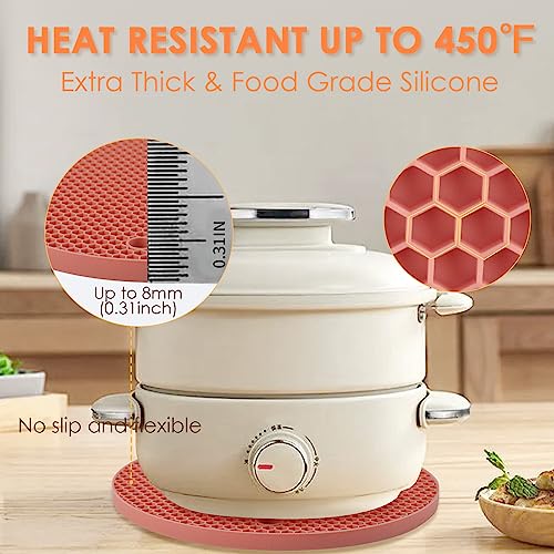 Image of 4 Pack Trivets for Hot Dishes, Silicone Pot Holders Hot Pads for Kitchen, Silicone Trivets for Hot Pots and Pans, Hot Plates to Protect Table Quartz Countertops Heat Resistance to 450F, Nordic Orange