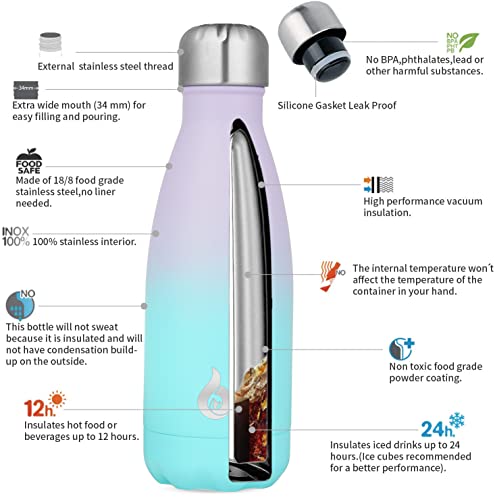 Image of BJPKPK Insulated Water Bottles 12oz Double Wall Insulated Stainless Steel Water Thermal, Lavender Green