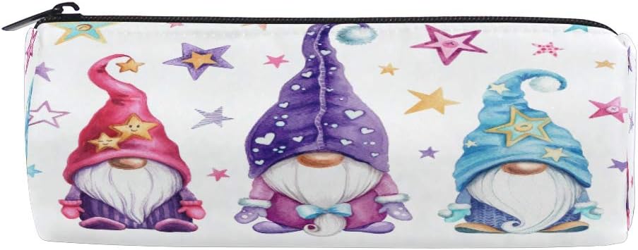 RXYY Watercolor Magic Gnomes Stars Pencil Case, Pencil Holder Zipper Canvas Pen Box Pouch Storage Box Cosmetic Stationery Bag for Student School Office