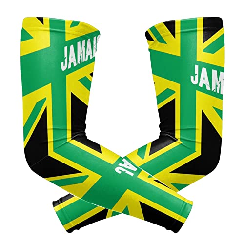 ZGXJJPP Jamaica Jamaican Kingdom Flag Arm Sleeves for Men or Women - Tattoo Cover Up - Cooling Sports Sleeve for Basketball Golf Football