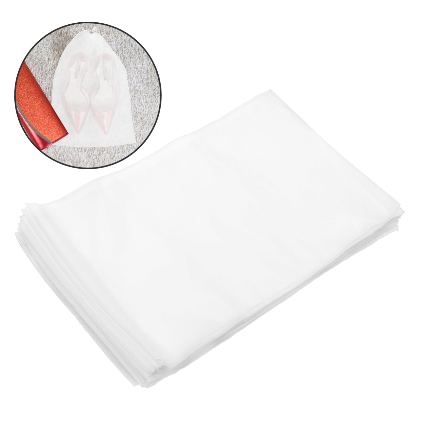 Sacchetto Scarpe Antipolvere Bianco Non Tessuto 50 Pezzi | Formato Grande 32x48 Cm, Chiusura Coulisse, per Scarpe e Stivaletti, Uso Casa e Viaggio