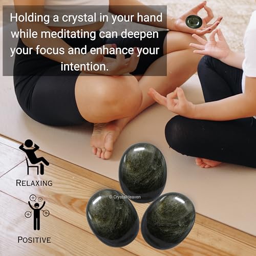 Image of Certified Golden Sheen Obsidian Crystal Palm Pebbles Stones for Anxiety Stress Relief Massage - AAA Grade Original Healing Gemstone Agate Palm Stone for Yoga Meditation Spiritual Reiki Feng Shui