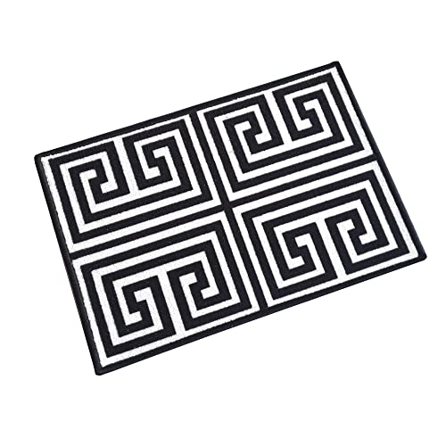 Image of Matz&More Anti Slip Multipurpose Floor Mat, 40x60cm, for Door, Entrance, Bathroom, Bedroom, Kitchen, Office, Greek Black White